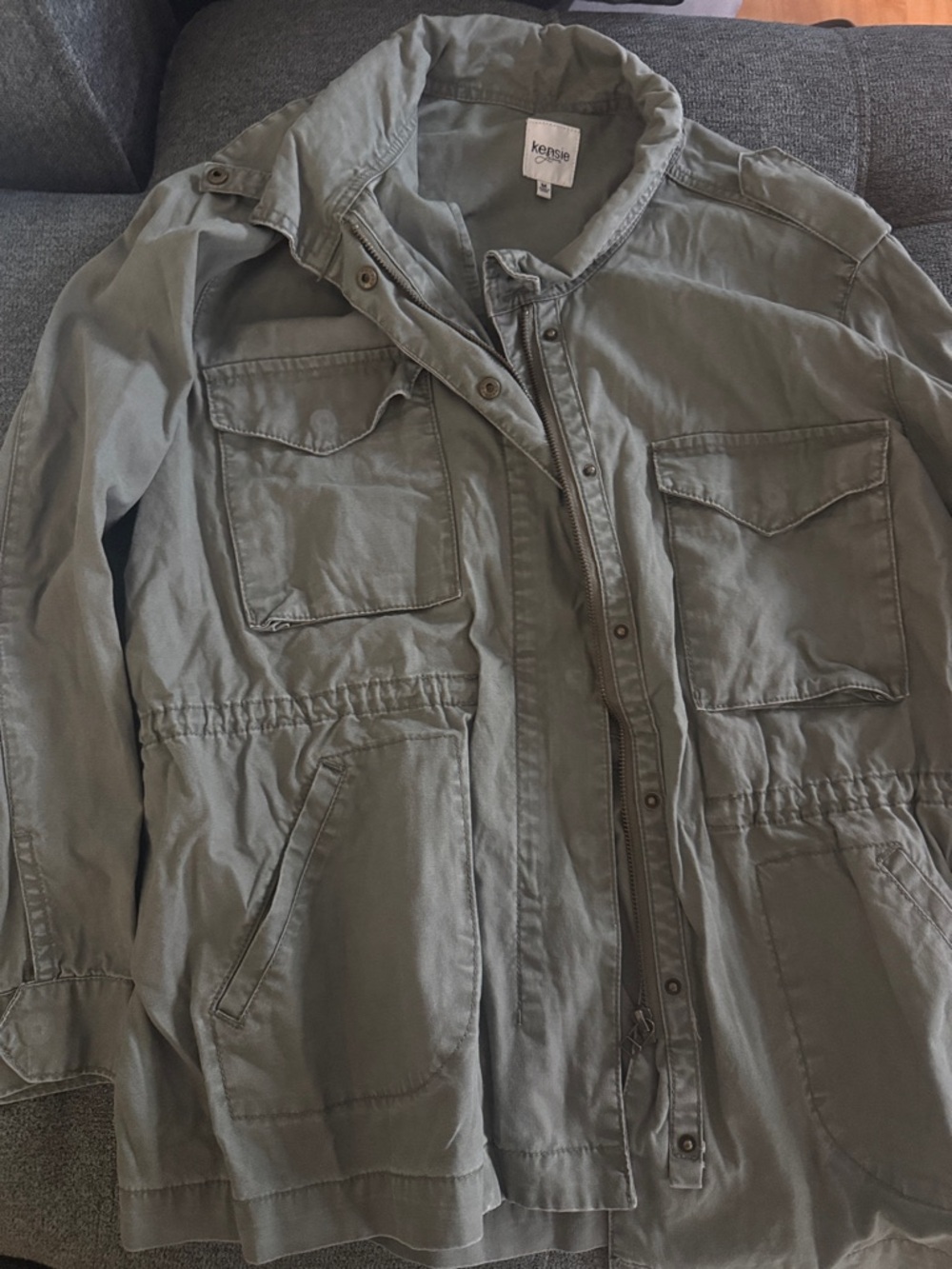 Kensie Military-Style Olive Field Jacket